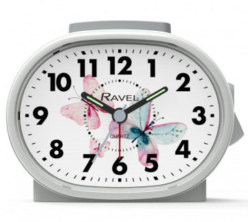  Picture Dial Alarm Clock- White/Butterfly