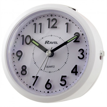 Round 3D Numbers Alarm Clock - White 