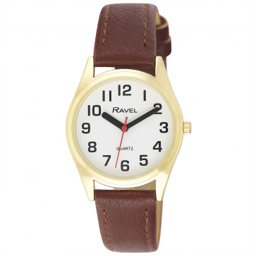Women's Super Bold Easy Read Watch - Gold Tone / Brown