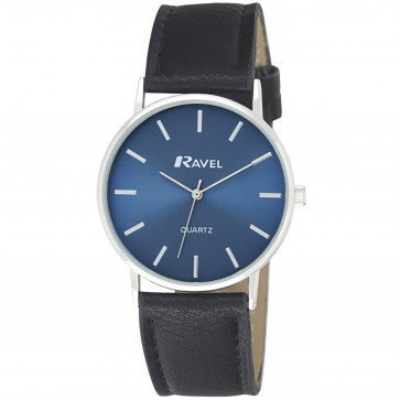 Men's Modern Classic Watch  - Black / Silver Tone / Blue