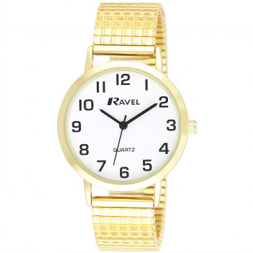 Men's Traditional Expander Watch - Gold Tone / White