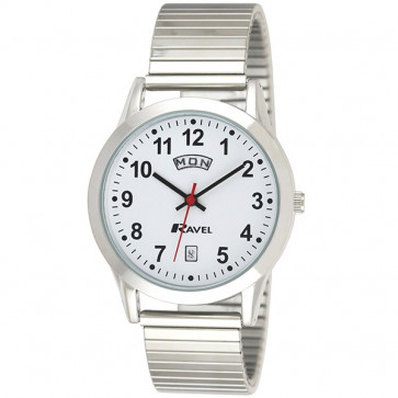 Mens Day-Date Expander Bracelet Watch - Silver Tone
