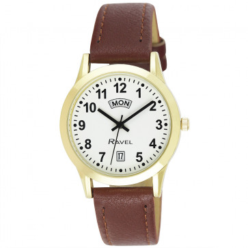 Men's Day-Date Strap Watch - Brown / Gold Tone