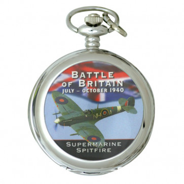 Silver Tone Battle of Britain Commemorative Pocket Watch - Spitfire