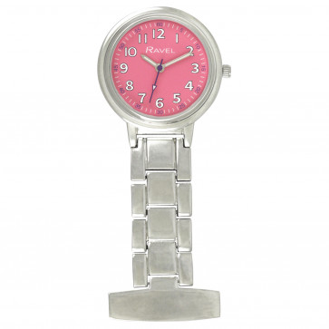 Polished Nurses Watch - Silver/Pink