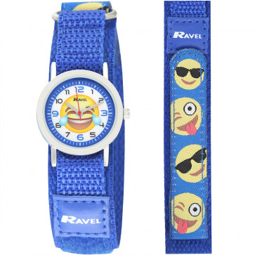 Kids Easy Fasten Emoticon Watch - Blue
