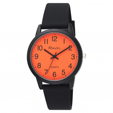 Men's Silicone Watch - Black/Orange