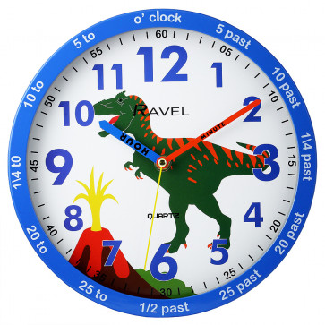 Kids 25cm Time-Teacher Wall Clock - Dinosaur