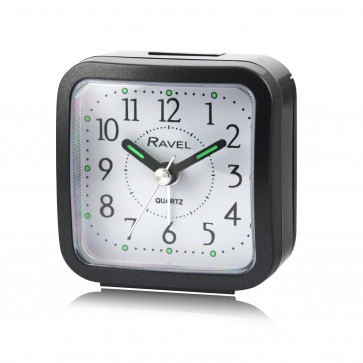 Mini Bedside Quartz Alarm Clock - Black