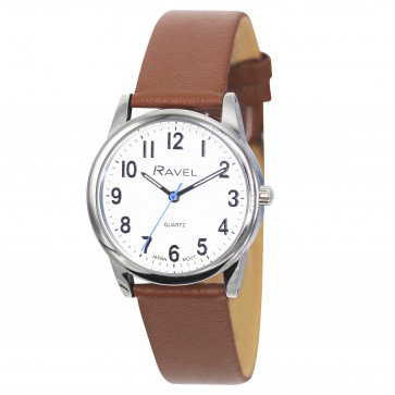 Unisex Premium Microfibre Leather Strap Watch - Tan