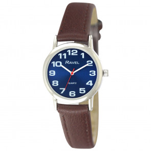 Women's Classic Bold Easy Read Strap Watch - Brown / Blue