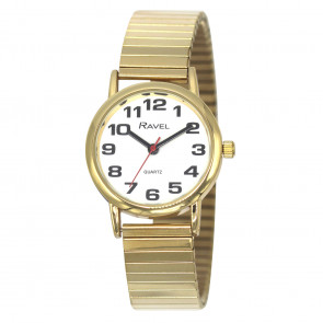Women's Easy Read Expander Watch - Gold Tone / White