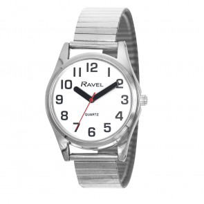 Women's Super Bold Easy Read Expander Watch - Silver Tone / White