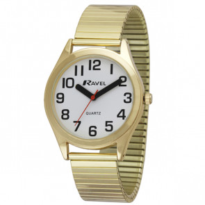 Men's Super Bold Easy Read Expander Watch - Gold Tone / White