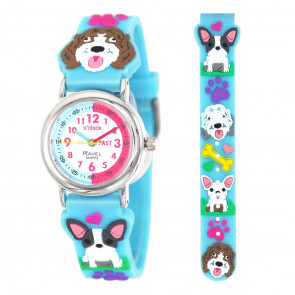 Kid's Time-Teacher Watch - Blue Frenchie & Cockapoo