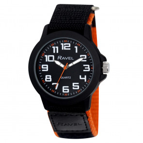 Easy Fasten Action Watch - Black / Orange