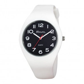 Unisex Comfort Fit Silicone Watch - White/Black