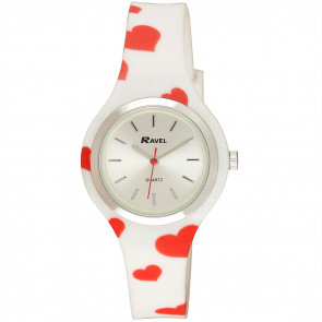 Silicone Hearts Watch - White / Red