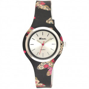 Silicone Butterfly Watch - Black / Pink