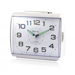 Large Square Retro Bedside / Mantle Quartz Alarm Clock - White