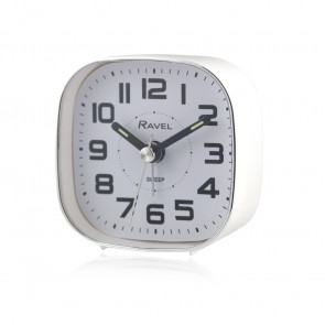 Petite Bedside Quartz Alarm Clock - White