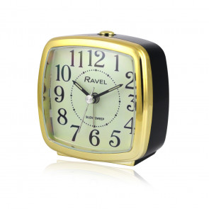 Ravel Gold Longford Mini Travel Quartz Alarm Clock Black