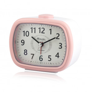 Mid sized Bedside Quartz Alarm Clock - Pink / White