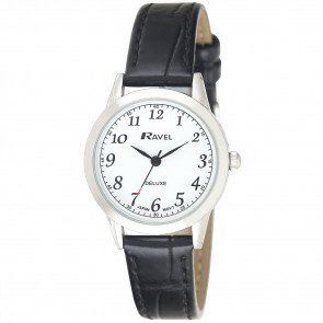 Women's Classic Leather Watch - Black / White