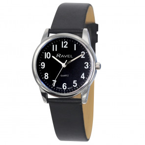 Unisex Premium Microfibre Leather Strap Watch - Black/Black